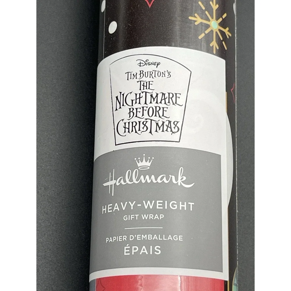 Hallmark Disney Nightmare Before Christmas Jack Sally Gift Wrap Paper Roll